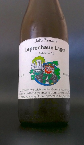 JoKr Brewers Leprechaun Lager, batch no. 20.