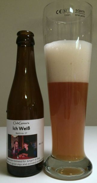 ClubGonzo's Ich Weiß, batch 27. The name is better than the beer.